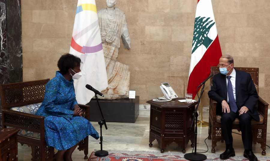 عون يشدد للأمينة الفرنكوفونية على دور المنظمة مساعدة لبنان موشيكيوابو: داعمون وعلى السياسيين إيجاد حل سريع للازمة