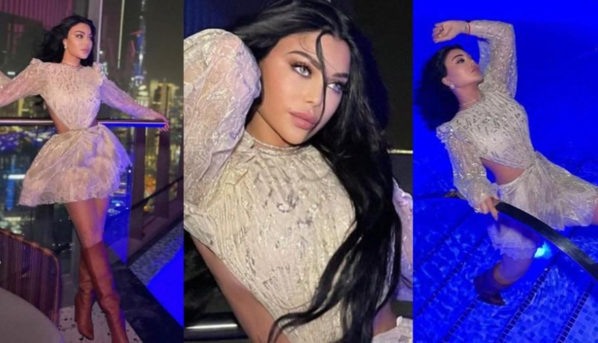 هيفاء وهبي على حافة حوض السباحة في جلسة تصوير رائعة
