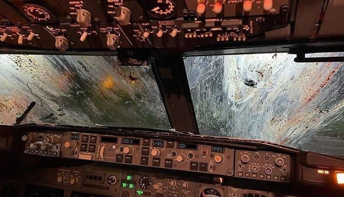 اندلاع النيران في طائرة قبل هبوطها بسبب سرب طيور