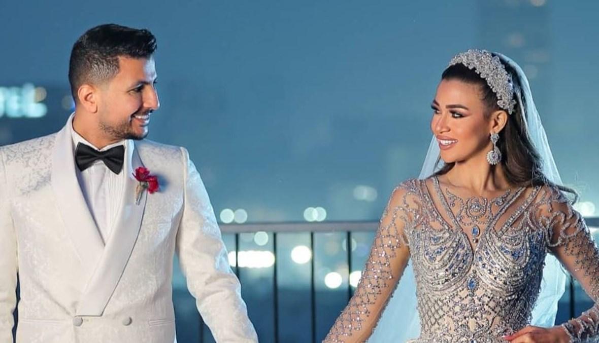 العروس فرح شعبان ارتدت فستاناً مرصعاً بالألماس… اليوتيوبر علي غزلان يحتفل بزفافه