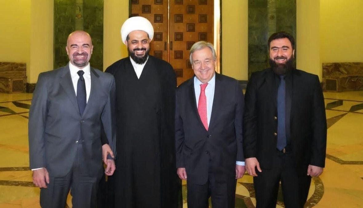 "الصورة الباسمة" لغوتيريش مع الخزعلي والكلداني تثير غضباً في العراق