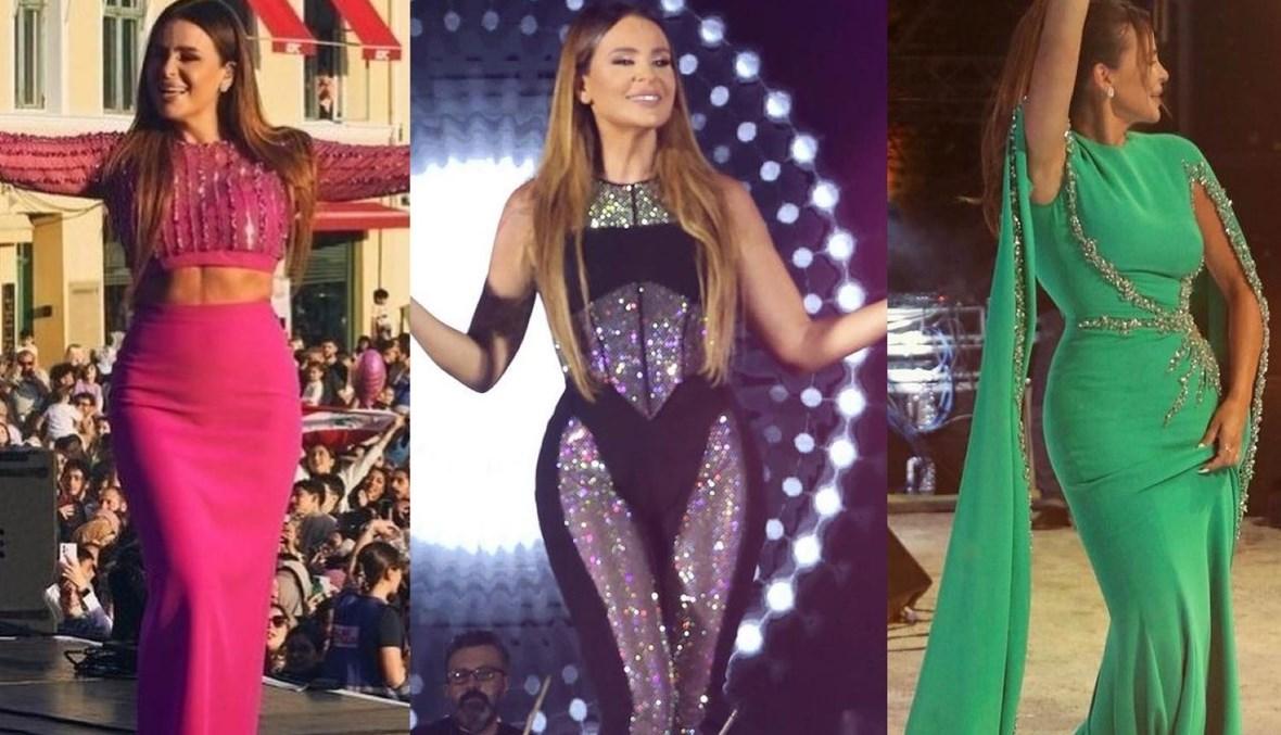 إطلالات لكارول سماحة بأساليب متناقضة لثلاثة مصممّين لبنانيين