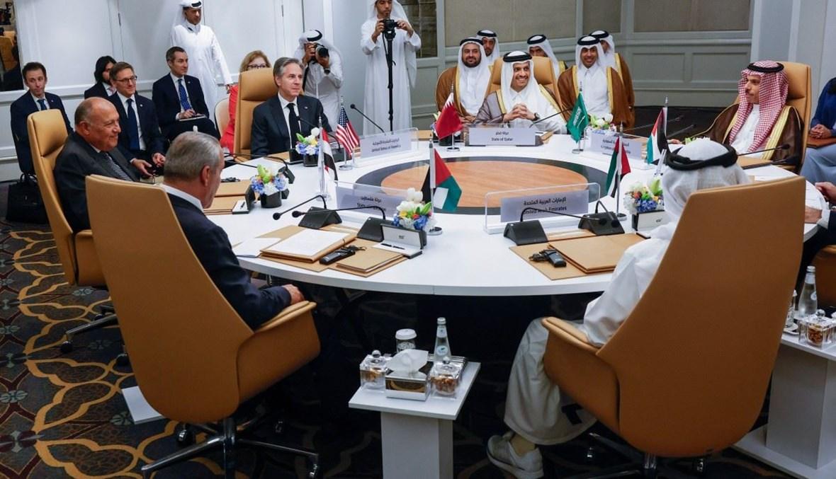الاجتماع السداسي العربي مع بلينكن: لوقف إطلاق النار وإنهاء الحرب بغزة