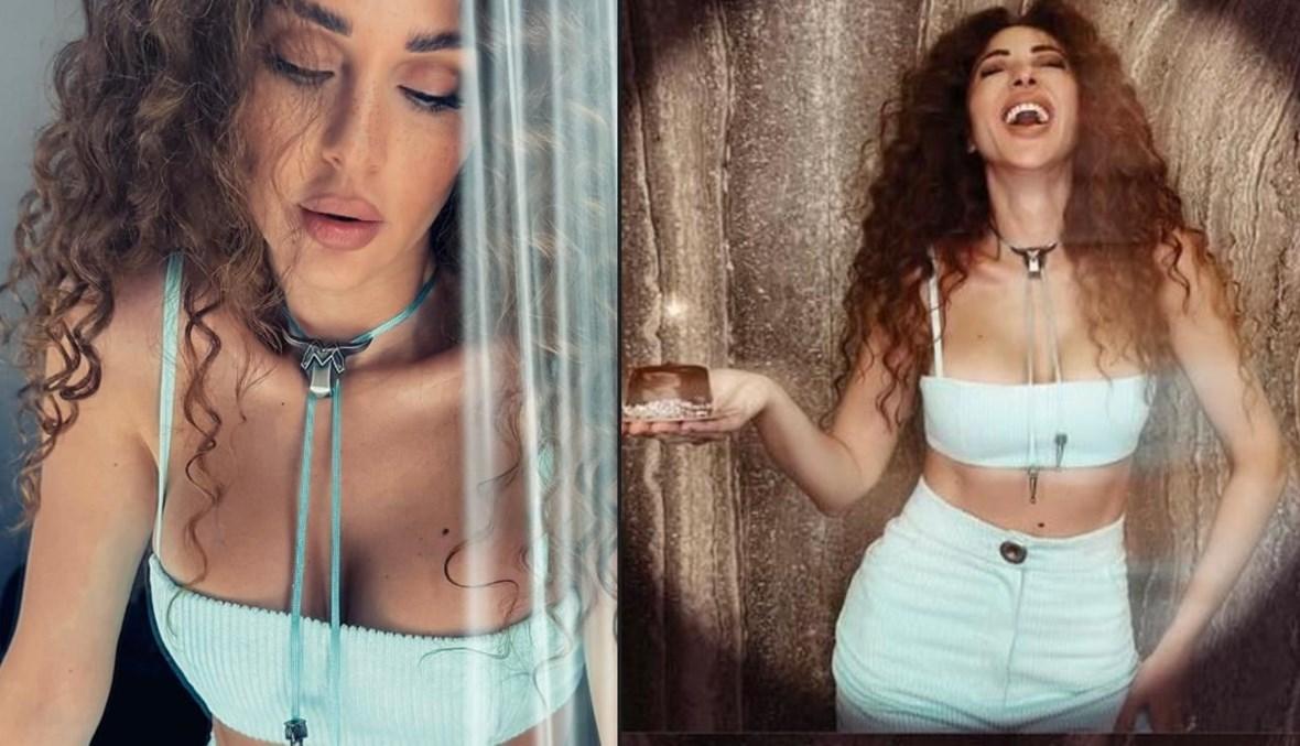 ميريام فارس تحتفل بعيد ميلادها بالأخضر المائي المكشوف