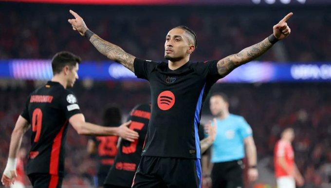 رافينيا يمنح برشلونة المنقوص انتصاراً صعباً على بنفيكا