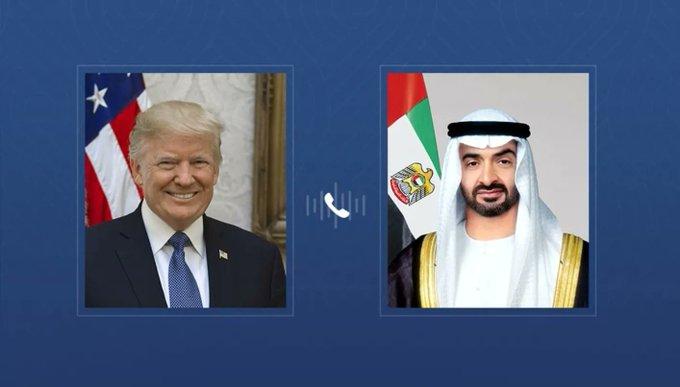 رئيس الإمارات وترامب يبحثان هاتفياً جهود وقف إطلاق النار في غزة