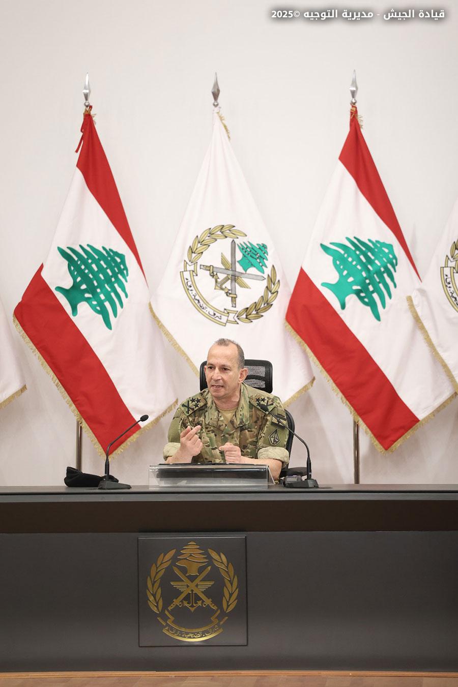 العماد هيكل في عيد الجيش اللبناني: استمرار الاحتلال يُعيق استكمال انتشارنا جنوباً ونعمل على توقيف مجموعات إرهابية