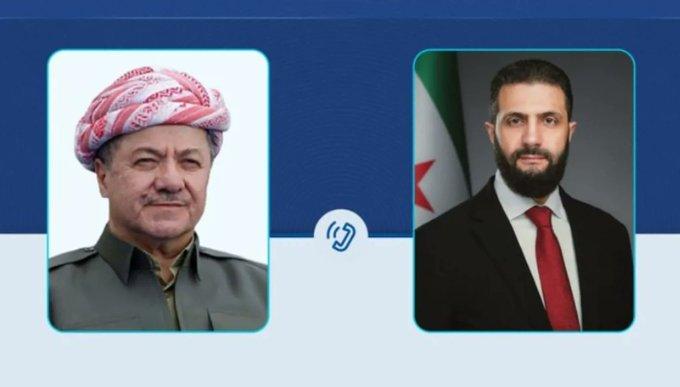 الشرع يبحث مع بارزاني التعاون لتنفيذ الاتفاق مع "قسد": "جميع السوريين سواسية أمام القانون ويتمتعون بحقوق متساوية"...