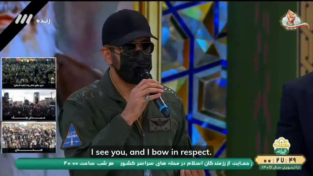 قائد في الحرس الثوري يخفي وجهه على التلفزيون الرسمي وسط تهديد الطائرات المسيرة، ويتوعد برد مدمر على إسرائيل وأمريكا