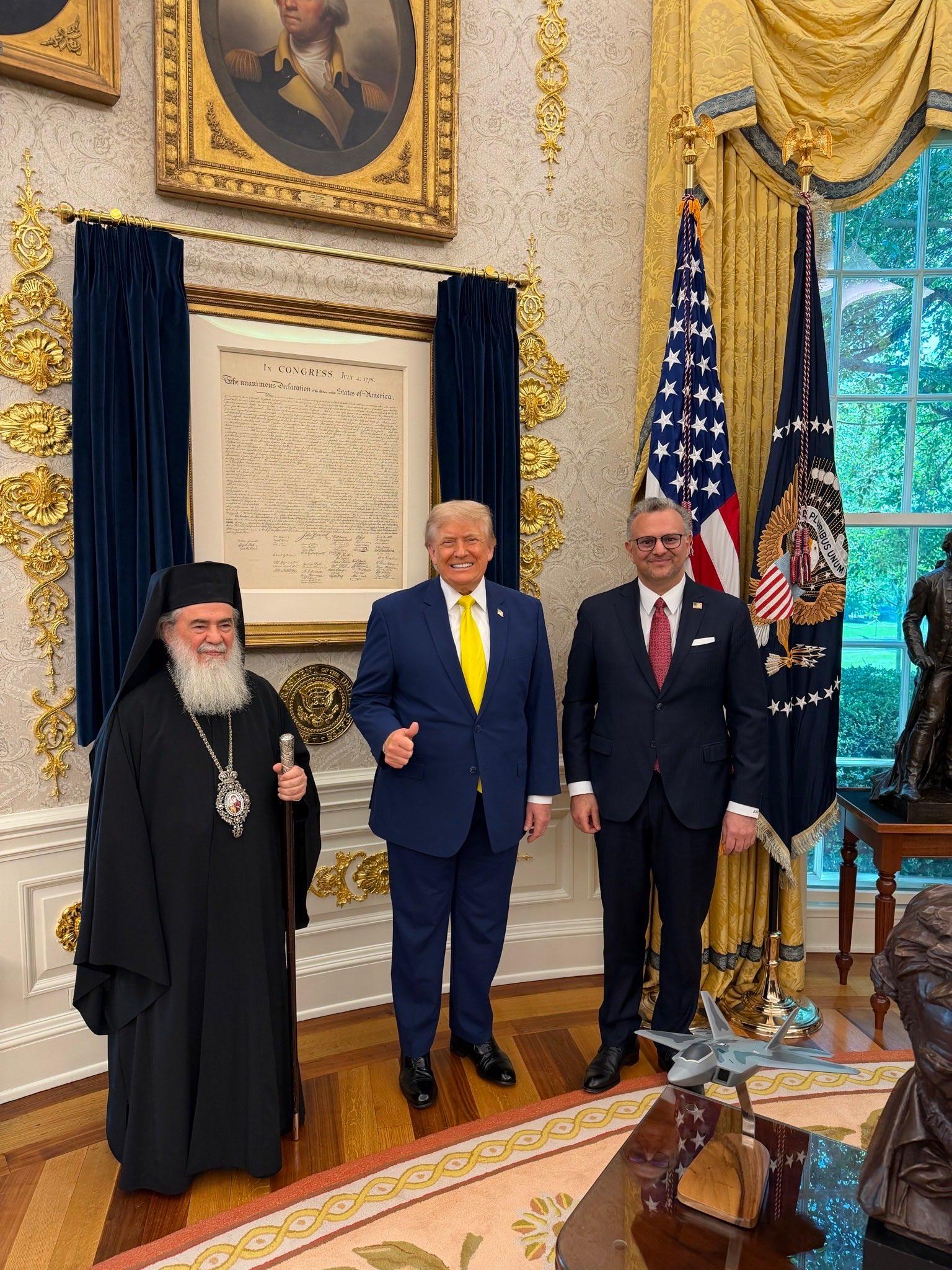مسعد بولس: ترامب التقى بطريرك القدس للروم الأرثوذكس وبحث معه حماية الوجود المسيحي في الأراضي المقدسة