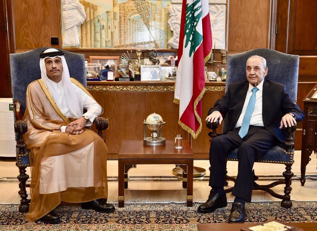 الرئيس بري يستقبل رئيس الوزراء القطري والسفير المصري الجديد ويؤكد دعم سيادة لبنان والجيش اللبناني