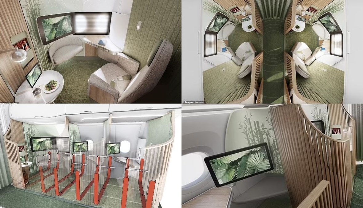 غرفة معيشة في السّماء... تصميم طائرة بأجنحة فخمة مع تلفزيون وأسطح رخامية