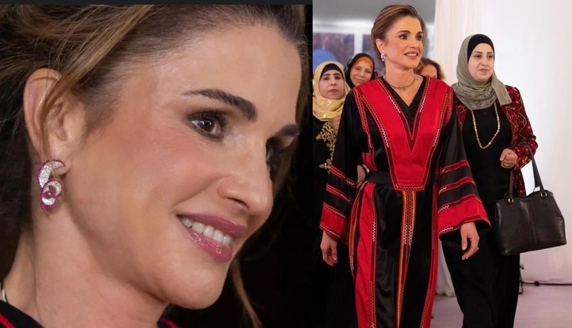 الملكة رانيا تختار عباءة تقليديّة في زيارتها لجرش